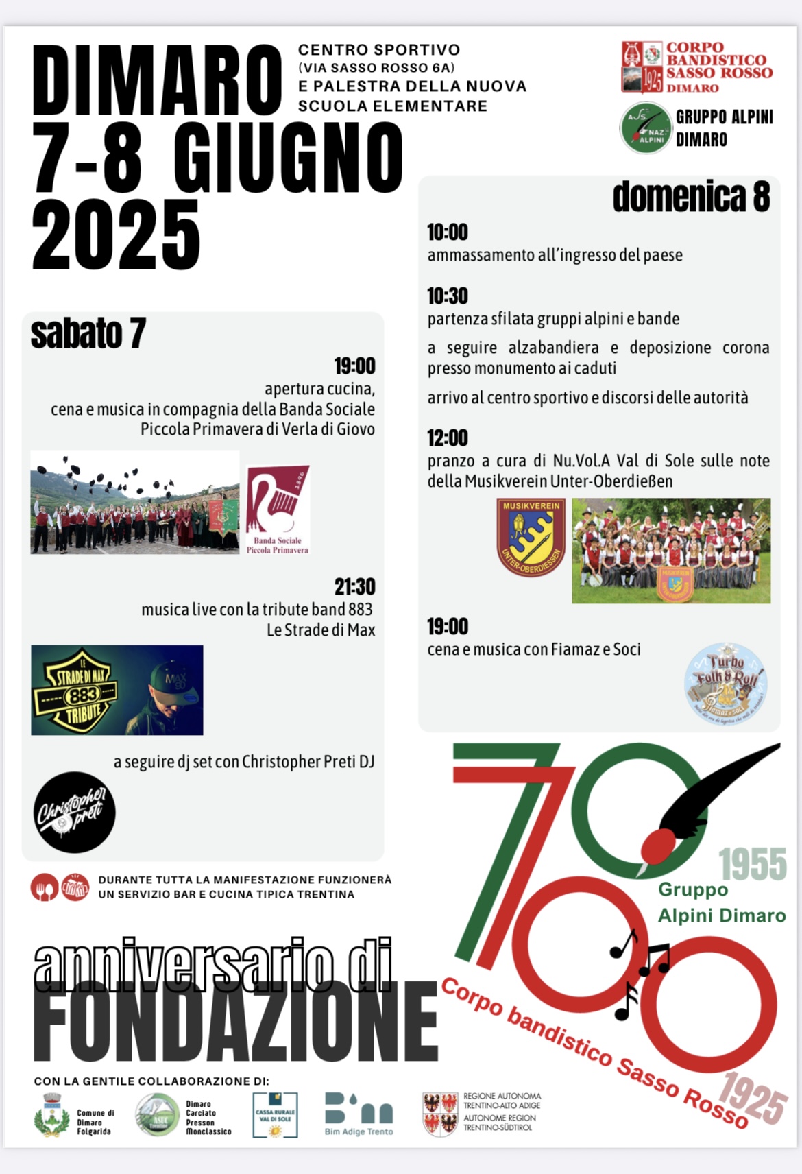 Festeggiamenti centenario di fondazione del Corpo Bandistico