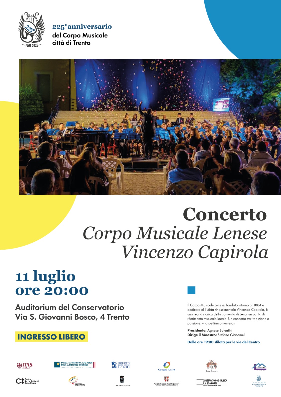 Concerto del Corpo bandistico lenese "Vincenzo Capirola" - 2° appuntamento della rassegna per il 225° anniversario del Corpo musicale "Città di Trento"